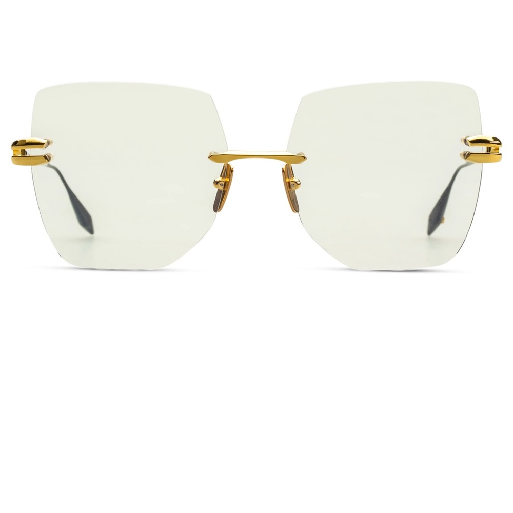 DITA Rimless Square Sunglasses with Gold Accents and Pale Lenses